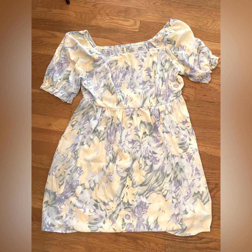 SHEIN Floral Dress in Pastel Yellow and Lavender